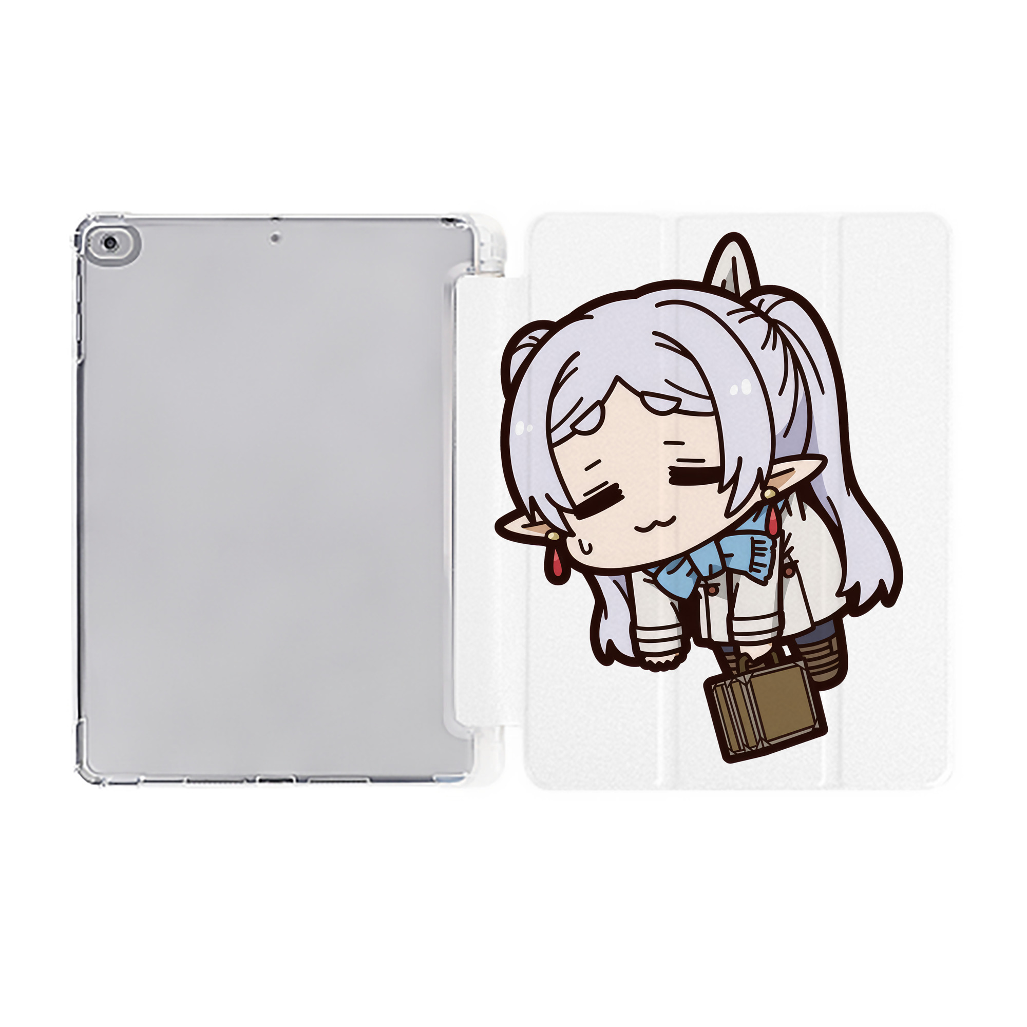 （画像用） 葬送のフリーレン Frieren IPad ケース ペン収納付き 三つ折りスタンド PUレザー×シリコン 対応機種9.5/10.5/10.9インチ
